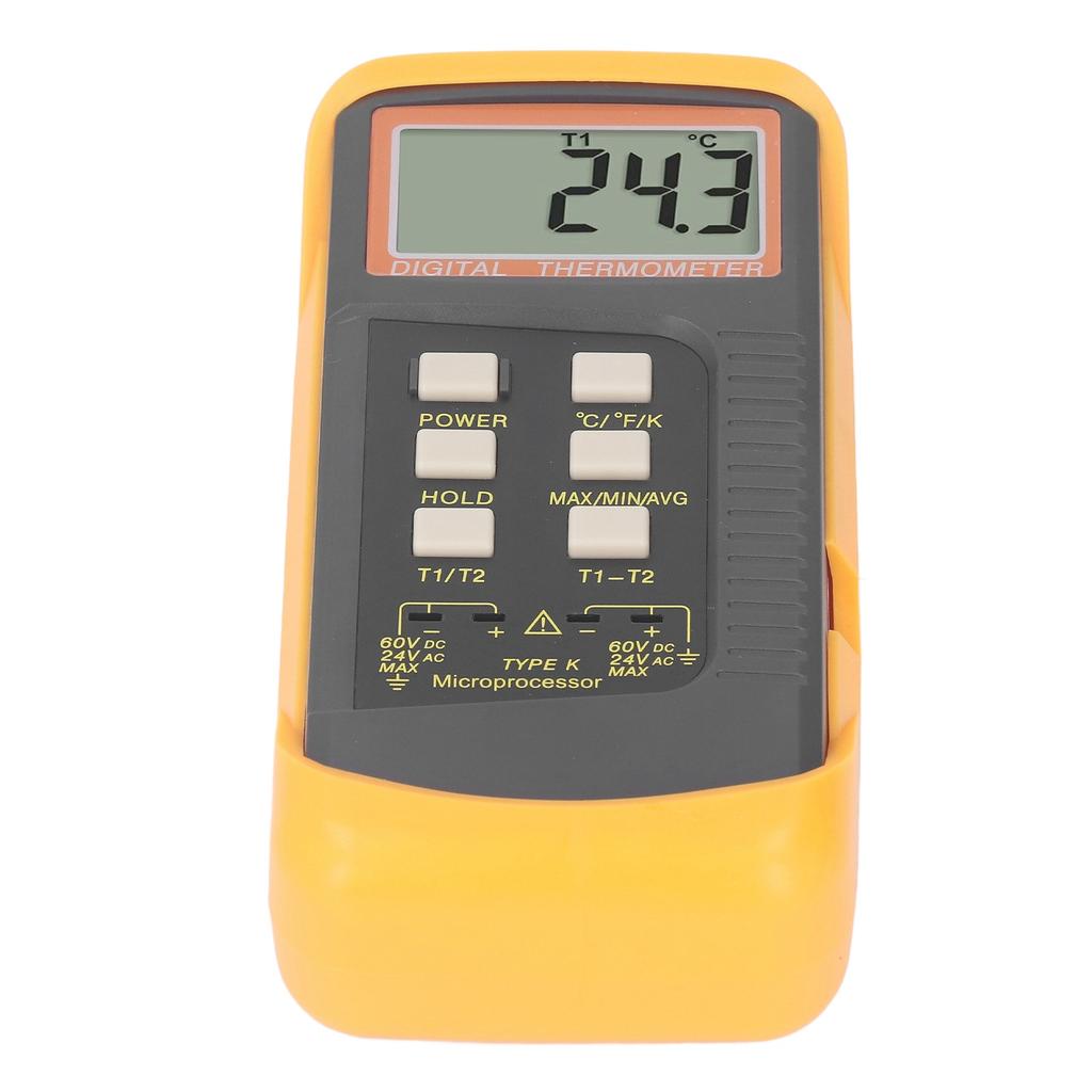 K Type Thermocouple Thermometer Dual Channel LCD Temperature Meter with 4 Probes DC60V AC24V Input