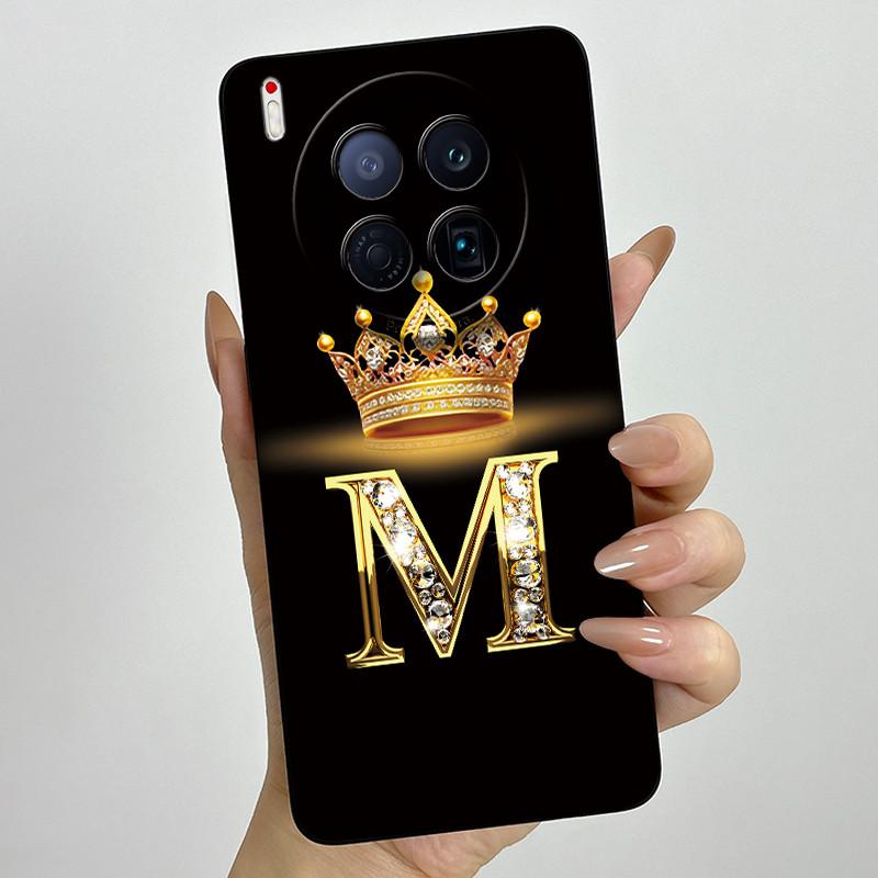 For Tecno Camon 40 Premier 5G CM8 Phone Cases Crown Initial Letter Covers Soft Liquid Silicone Advanced Anti Fingerprint Shell