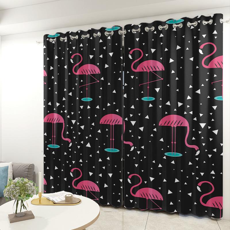 Flamingo Curtain Cloth Bedroom Living Room Balcony Blackout Curtain Office Hotel Insulation Curtain