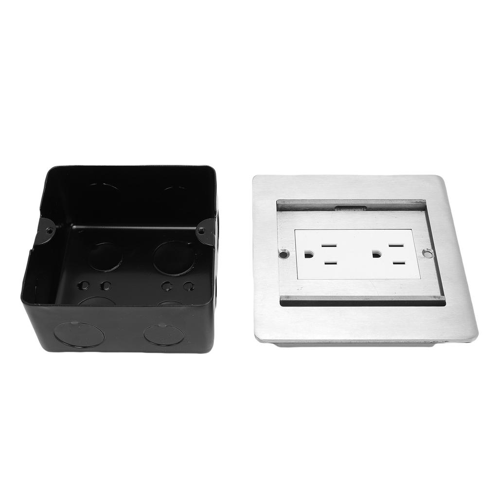 Recessed Floor Outlet 2 Receptacles Double Sliding Cover Water Proof Recessed Socket for Floor Table
