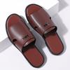 Herren Schwarz Leder Hausschuhe Einfache flache Sandalen Sommer Braun Outdoor Römische Sandalen Outdoor Strandschuhe für Vater Übergröße
