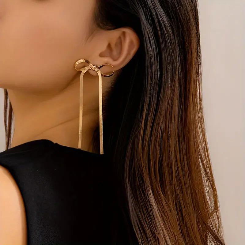 2Pcs Earrings Light Luxury Bow Earrings New Models Titanium Steel Senior Sense Europe And The United States Two Colours