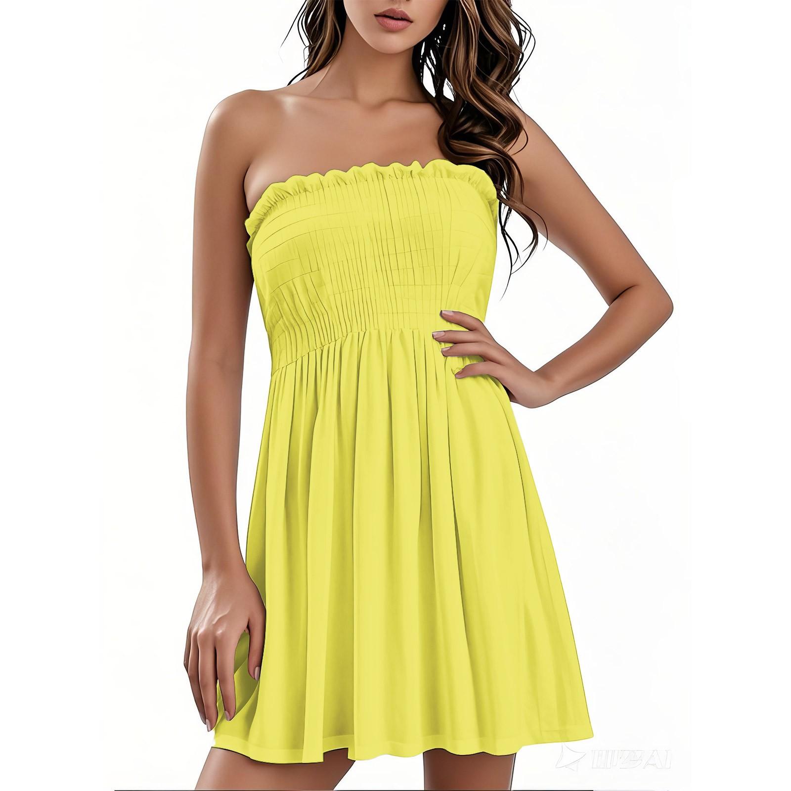 

Модное женское повседневное платье-труба однотонного цвета без рукавов XXXL жёлтый