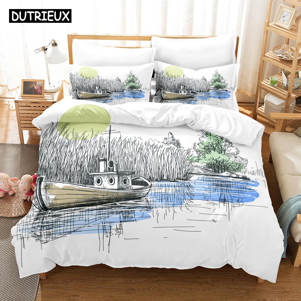 

Elegant Vibrant Double SIngle King Quilt 3D Printed Sailboat Down With Comforter (quilt)-EU Single(135*200cm)3pcs