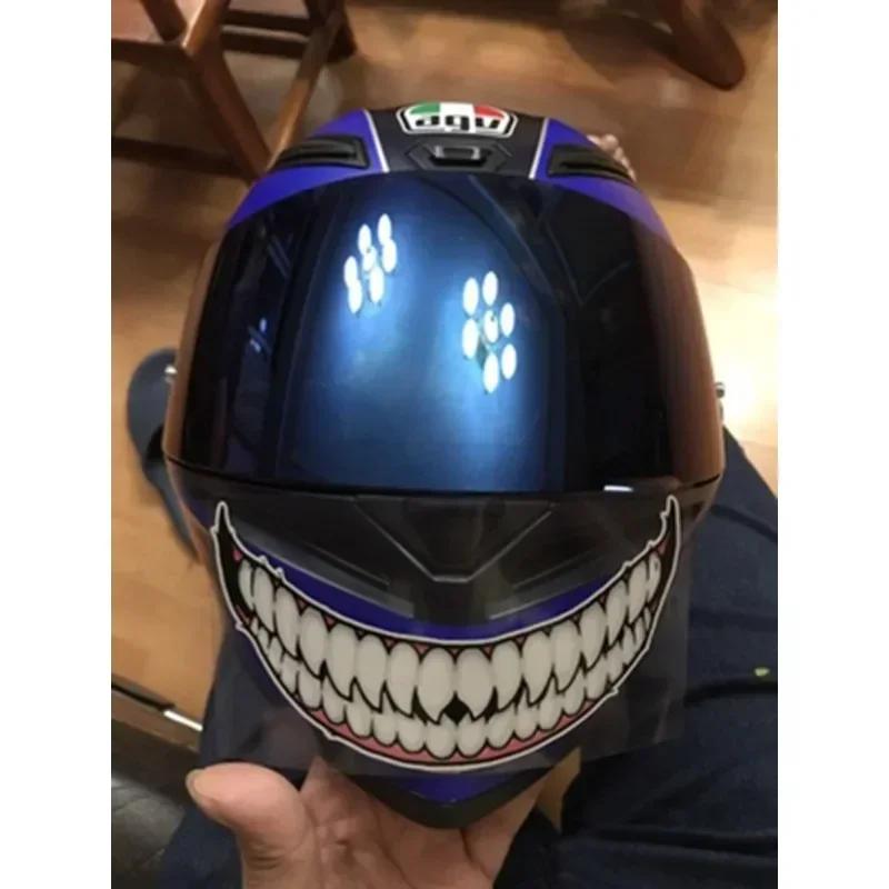 Evil Teeth and Tongue Motorcycle Helmet Fuel Tank Stickers Racing Body Window Funny Decoration Universal Vinyl Decals Universal