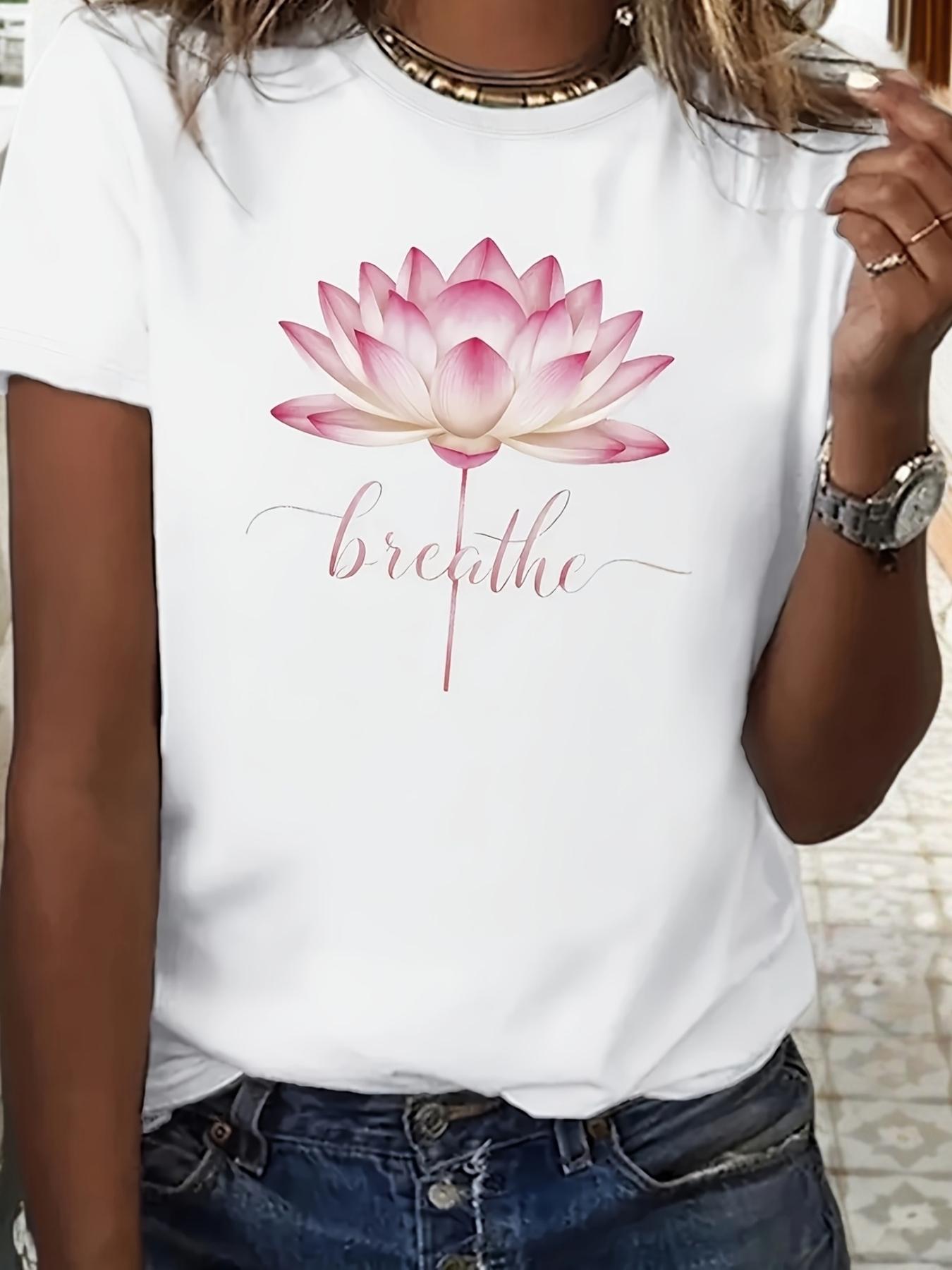 Lotus Flower Breathe Graphic T-shirt L