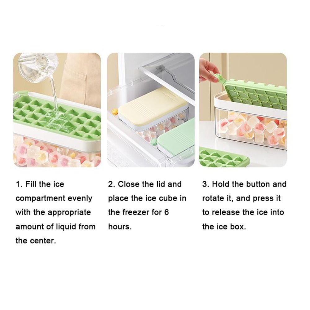 Flip Ice Mould Storage Box Plastic Ice Cube Molds Creative 32 Grids Ice Cube Tray  Refrigerator