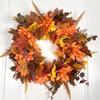 Autumn Maple Leaf Wreath for Door & Wall Hanging - Thanksgiving & Halloween Decoration with Artificial Flowers