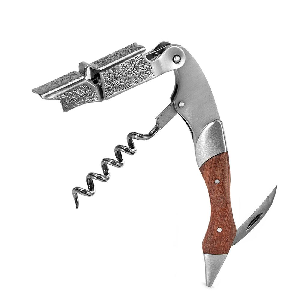 Leeseph Wine Opener, Double Hinged Manual Wine Key for Bartender, Server, Waiter, Stainless Steel Wine Bottle Opener Corkscrew