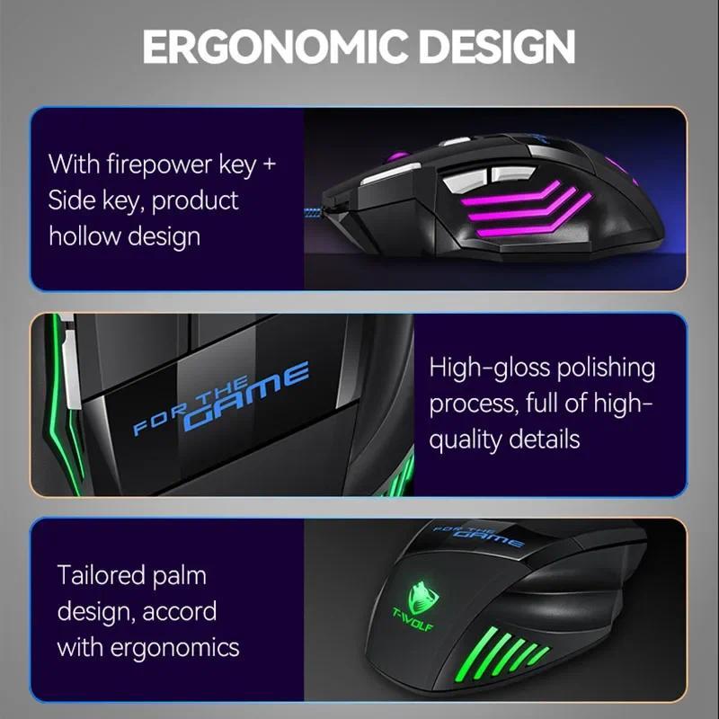 USB Wired Mouse RGB Backlit Ergonomic Game Mice 7D Esports Gaming Mouse Gamer Computer Mouse For PC Desktop Laptop
