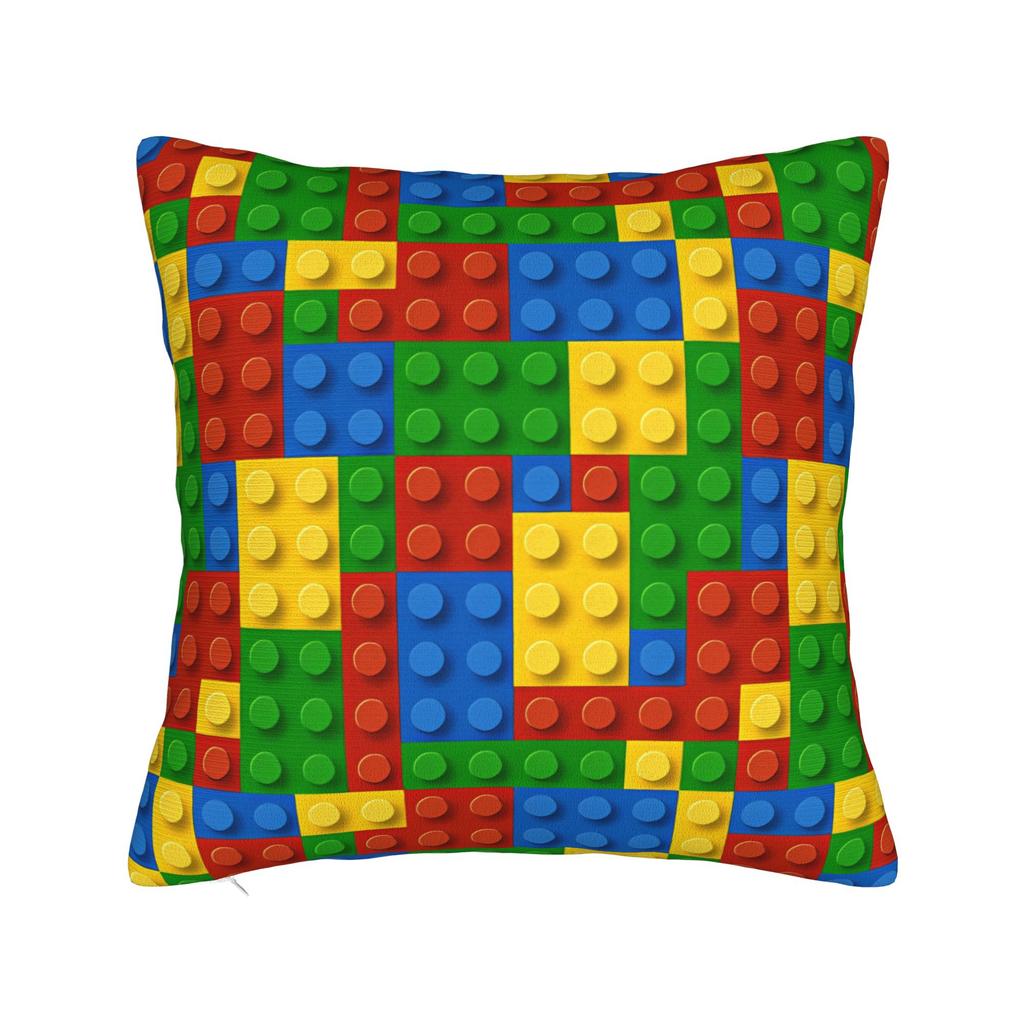 Classic Red Green Blue Yellow Building Blocks Bricks Pillow Case Comfy Pillow Cover Funny Pillowcases For Living Room Sofa