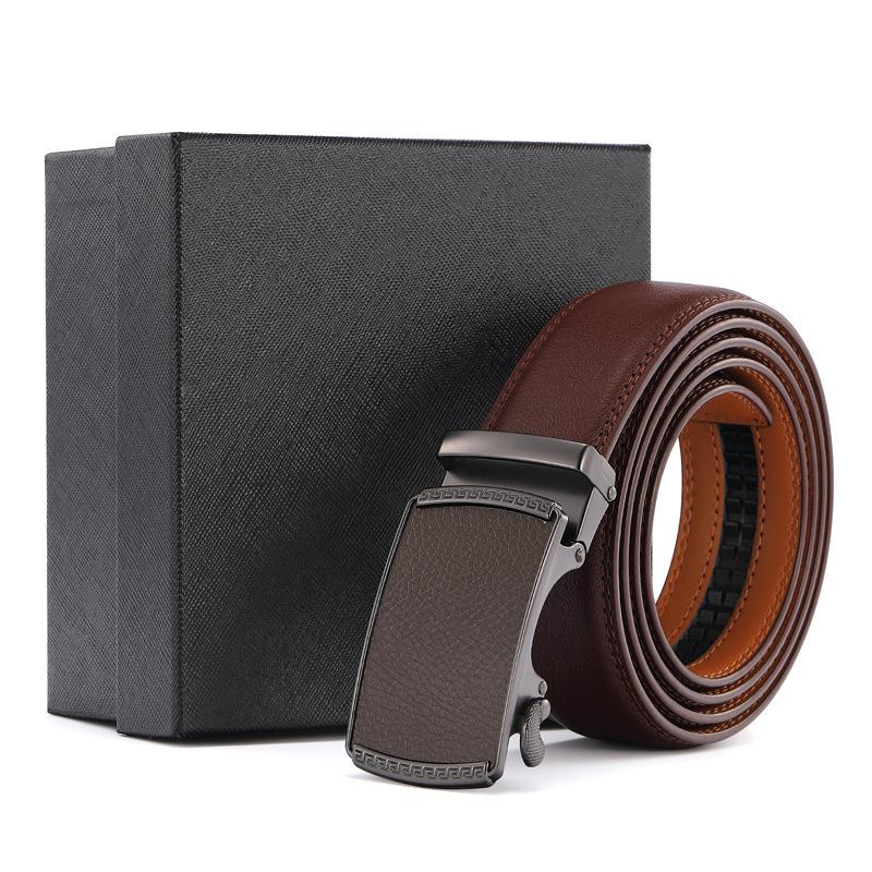 Leather Belt Men's First Cowhide Business Gift Belt Men's Belt Automatic Buckle