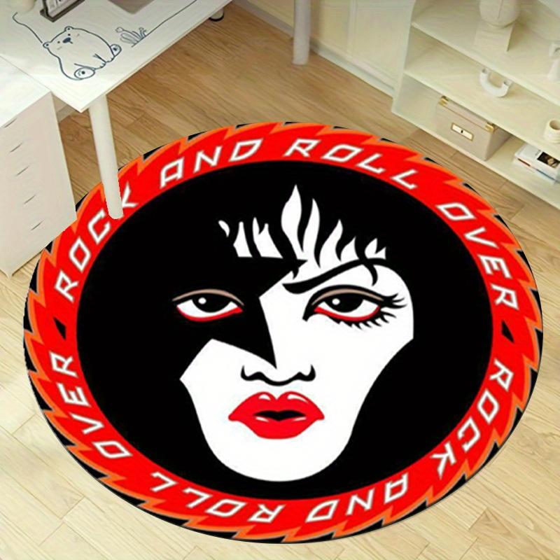 

1pc Rock and Roll Over Kiss Band Logo Home Office Outdoor Round Carpet GiftRC2715 80cm by 80cm