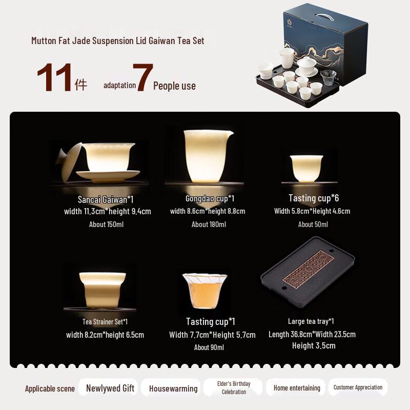 Su s White Porcelain Kung Fu Tea Set with Tea Tray