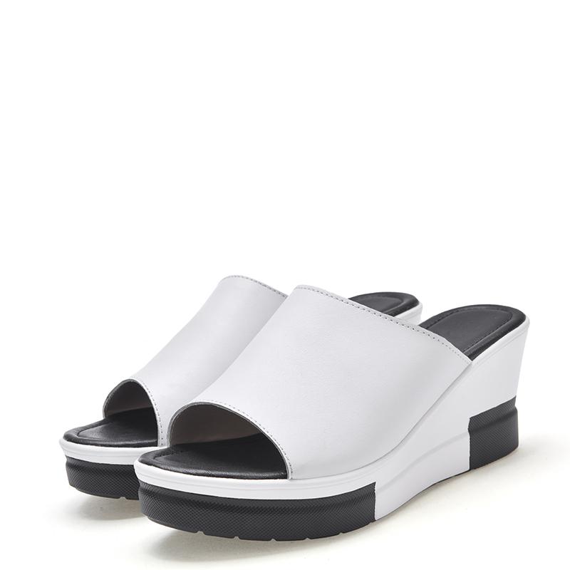 

Fashion Summer Women Solid Color Fashion Cool Mop Thick Sole Height Increasing Outdoor Exposed Toe Straight Drag Sexy Women s Slippers 43 белый