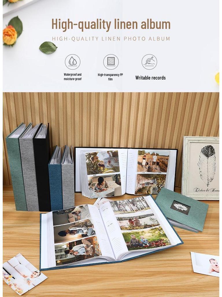 6-Zoll Leinen Fotoalbum mit Papiertaschen zur kreativen Aufbewahrung von Geschenken