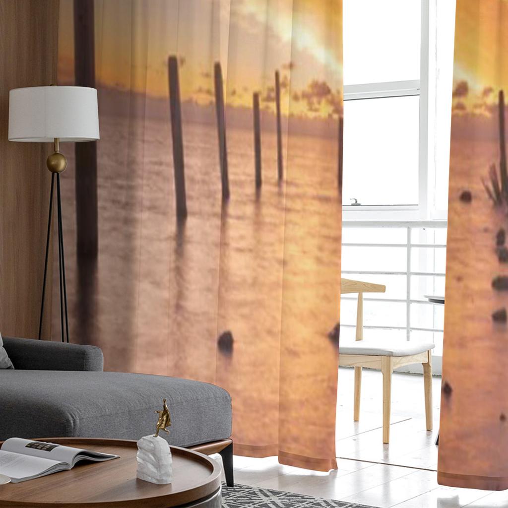 Sonnenaufgangsfarben Sea Island Niederlande Chiffon Transparente Vorhänge für Wohnzimmer Schlafzimmer Dekoration Fenster Voiles Tüllvorhang
