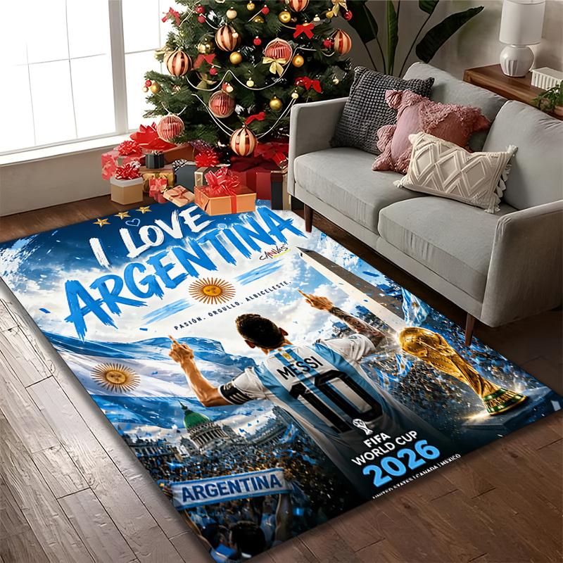 1pc Football Star Messi Printed Chair Rug for Home Office Use, Living Room Kitchen Game Room Area Carpet