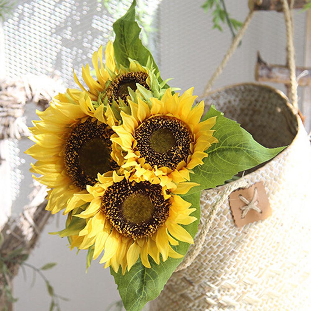 Fake Silk Artificial 7 Heads Sunflower Flower Bouquet Garden Party Home Decor UK