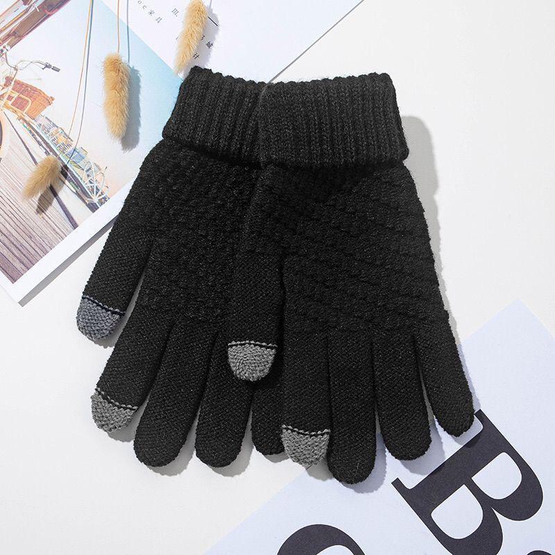 Stylish Pineapple Pattern Touch Screen Gloves – Warm, Reversible Stitch for Autumn and Winter