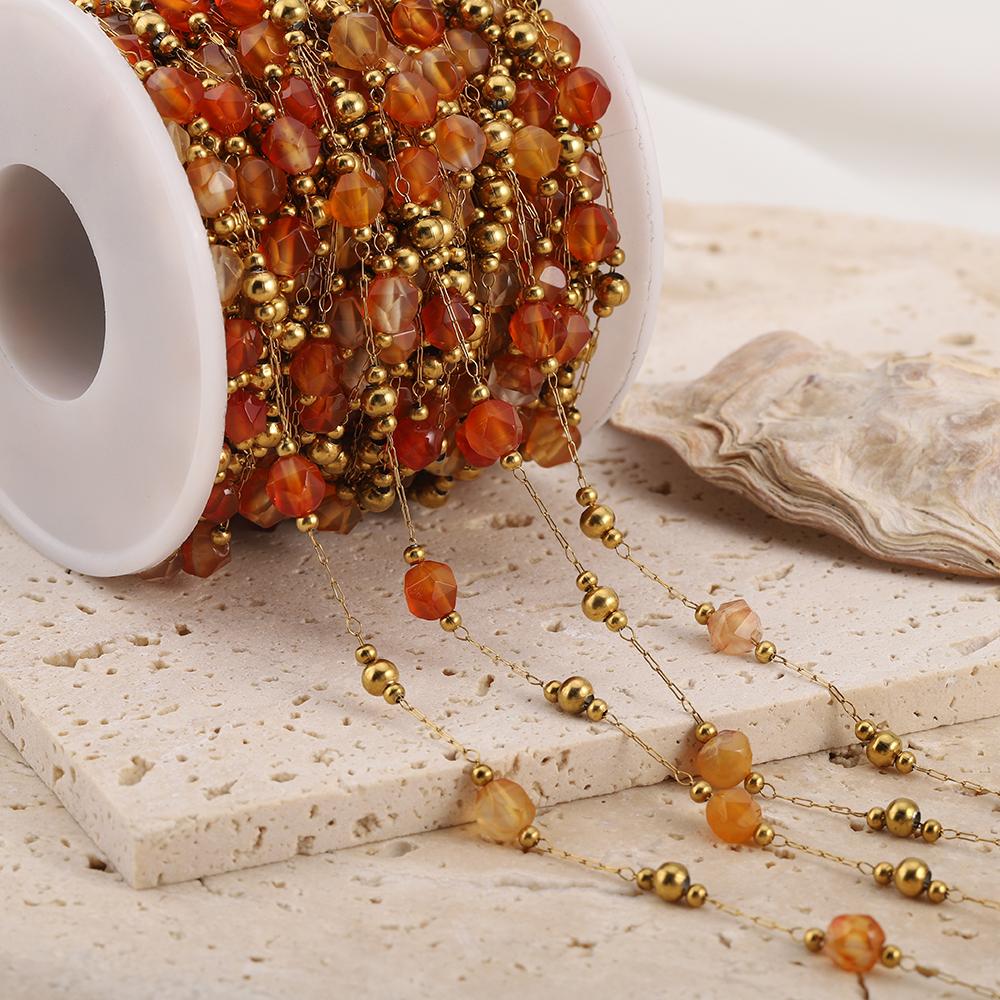 0.5meter 1meter Irregular Stone Beaded Chain Stainless Steel Elegant Necklaces Chains Boho Handmade Bracelets DIY Jewelry Making