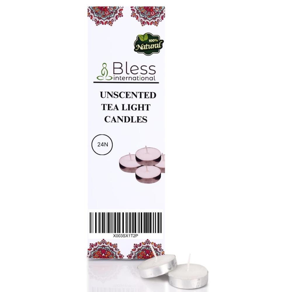

Bless-International Unscented-Tea-Light-Candles-White-smokeless-odorless-Long-Lasting Plant-Based-Natural-Organic-with-Palm-Wax 24 Pack