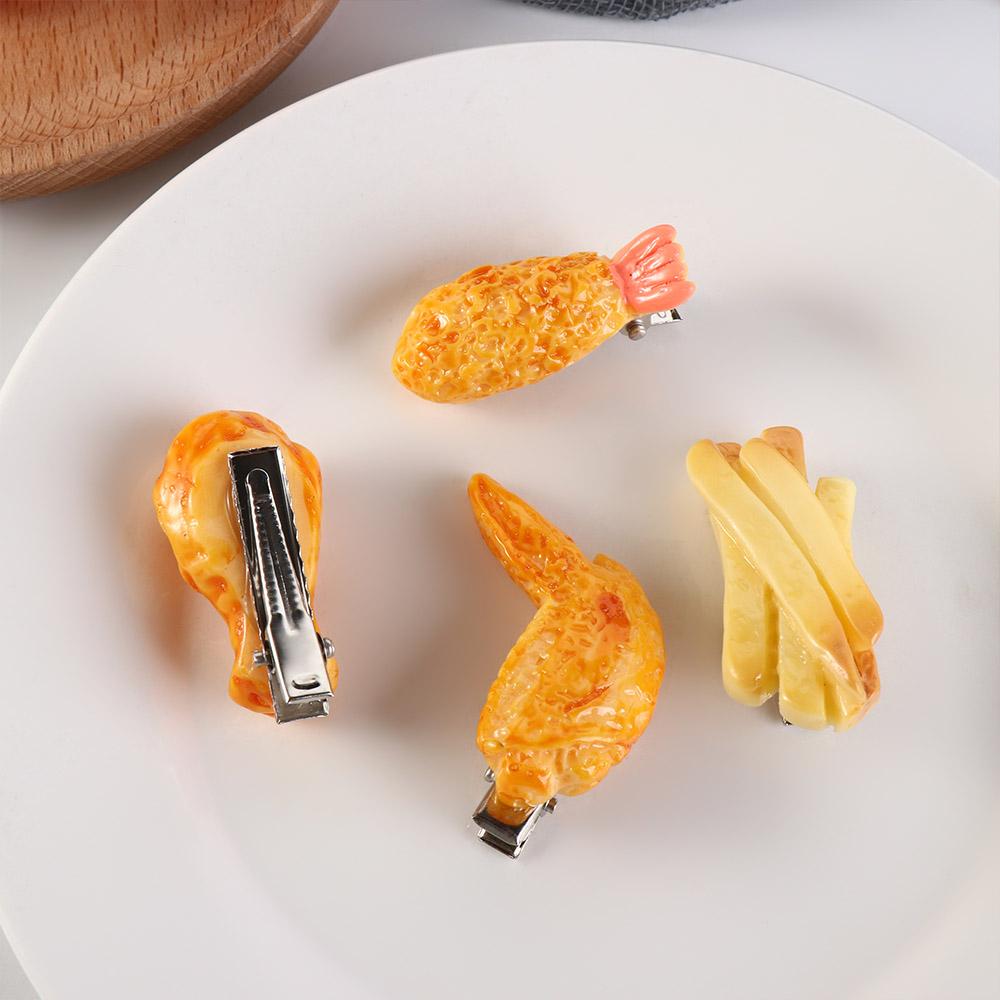 

French Fries Fake Food Hairpin Fried Chicken Simulated Food Hair Clip Creative Girls A