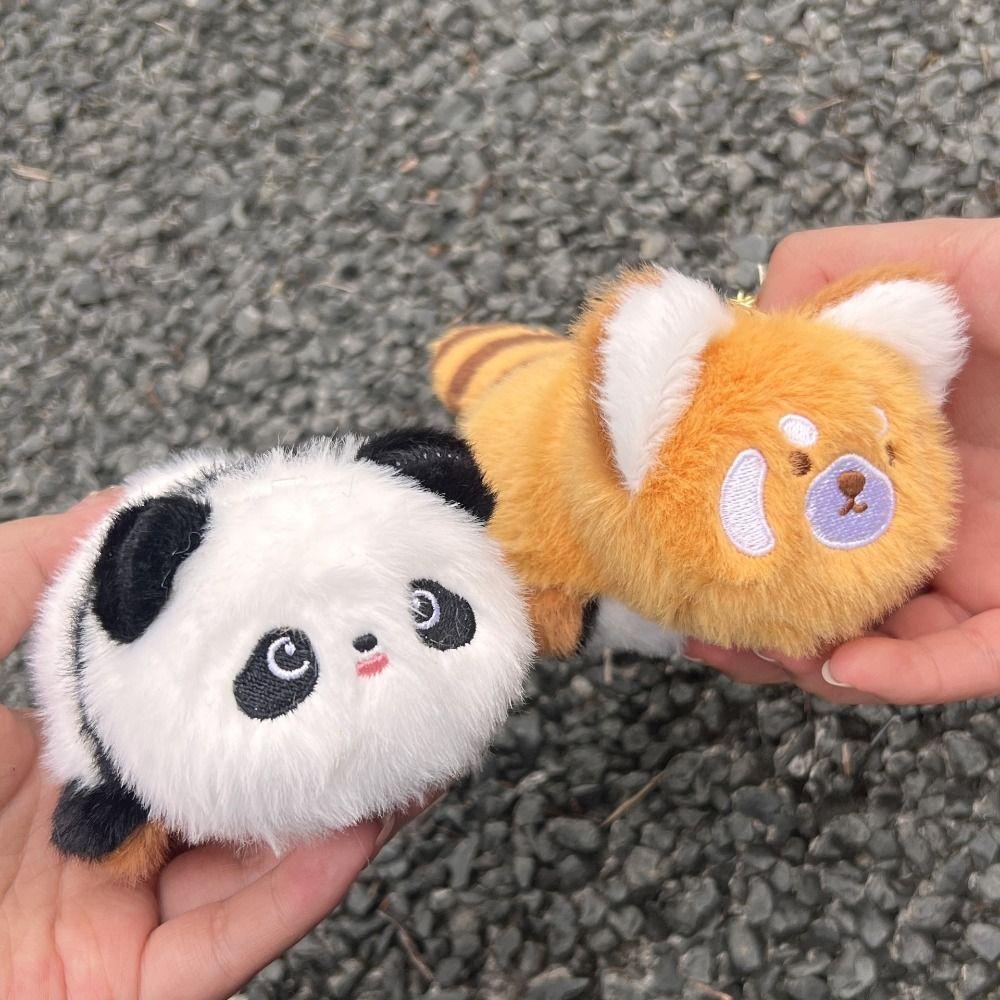 Cartoon Red Panda Plush Keyring with Tail Red Panda Purse Turn To Costume Panda Pendant  Kids