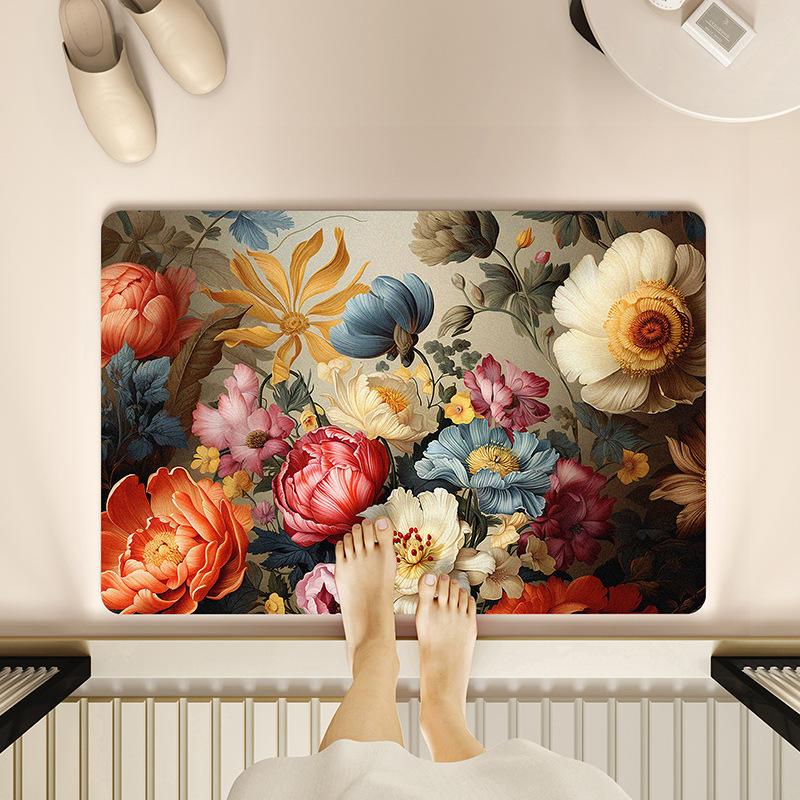 3D Entrance Flower Carpet Bathroom Floor Mat Entrance Door Bathroom Anti Slip Mat Foot Pad