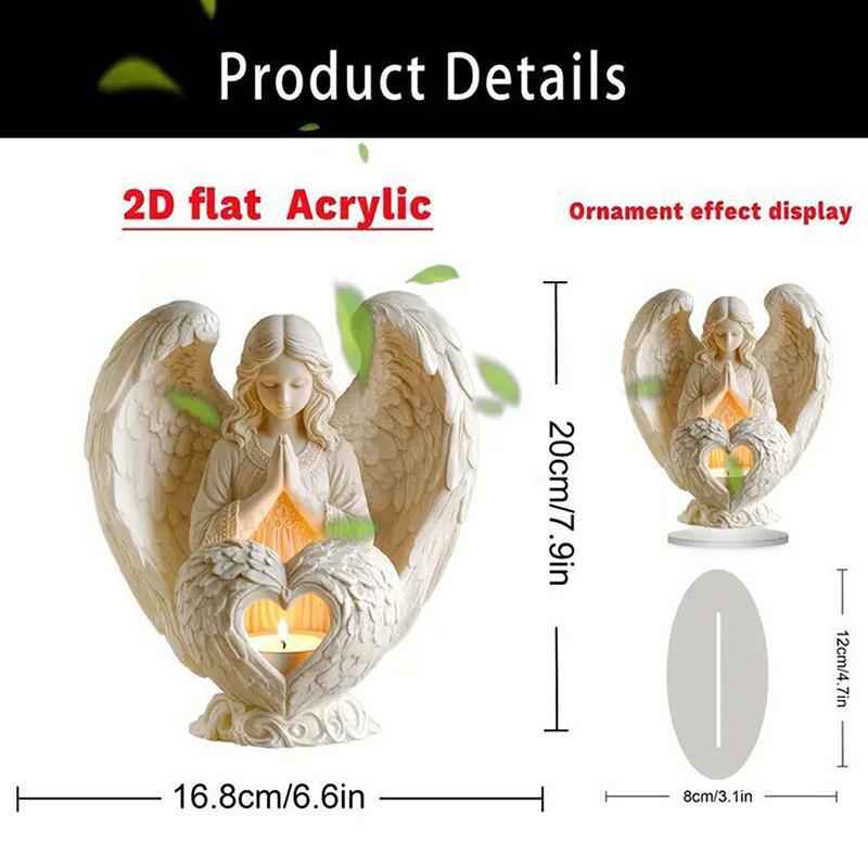 2D Flat Angel Ornament Christmas Decorative Statue White Acrylic Angel Statue Christmas Ornament Purity Symbol Home Decor