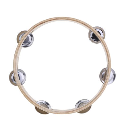 8inch Kids Wooden Headless Tambourine Bell Metal Single Row Musical Instrument