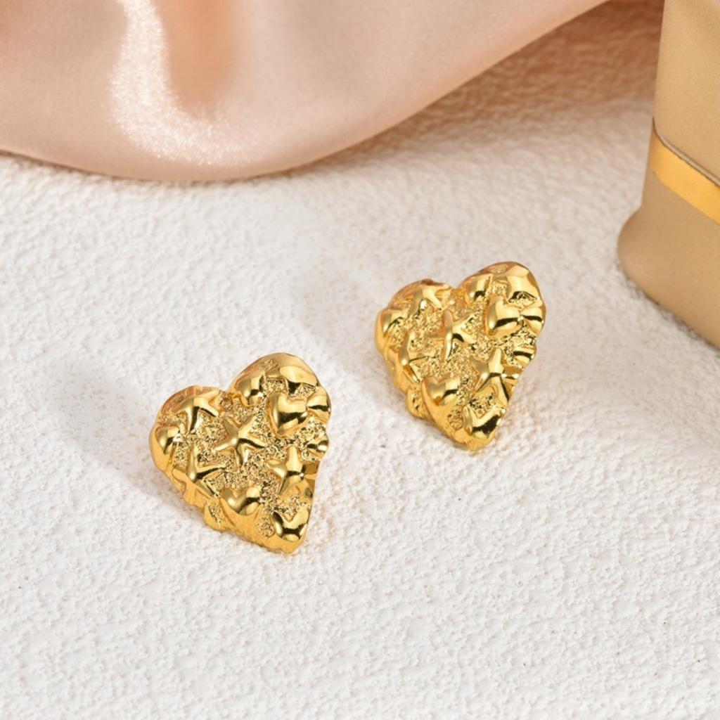 1 Pair Stylish 18K Gold Plated 304 Stainless Steel Ear Post Stud Earrings Heart Flower Butterfly Starfish For Women Gift