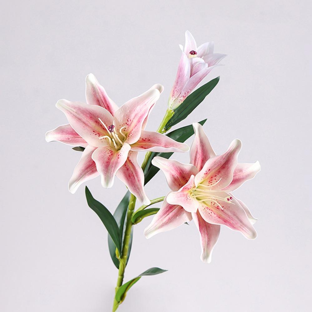 Multicolor Lily Artifiical Flowers Double Layers Simulation Flowers  Home Decoration