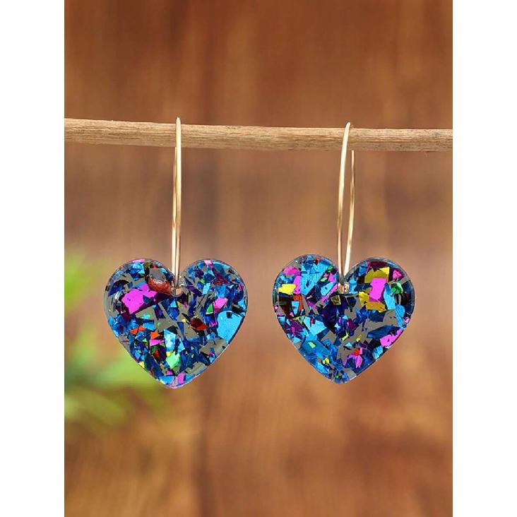1 Pair New Valentine's Heart-Shaped Acrylic Earrings, Candy Color Heart Pendant Earrings, Valentine's Gift Valentines