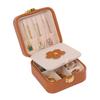 PU Leather Portable Double Layer Jewelry Storage Box with Mirror Earrings Ring Makeup Box