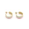 Stylish And Simple Titanium Steel Ear Jewelry Women'S Niche Design Color Dripping C-Shaped Earrings High-End Light Luxury