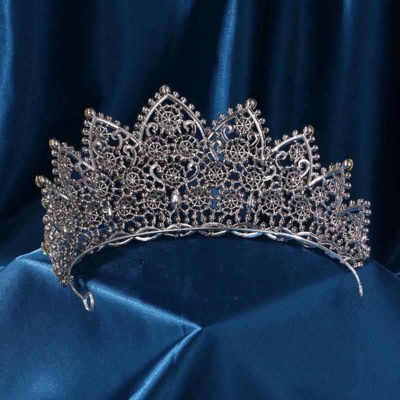 

Bridal Luxury Wedding Tiara Cubic Zirconia Tall Crown Crystal Tiara Women s Princess Prom Pageant Silver Color Bridal Tiara