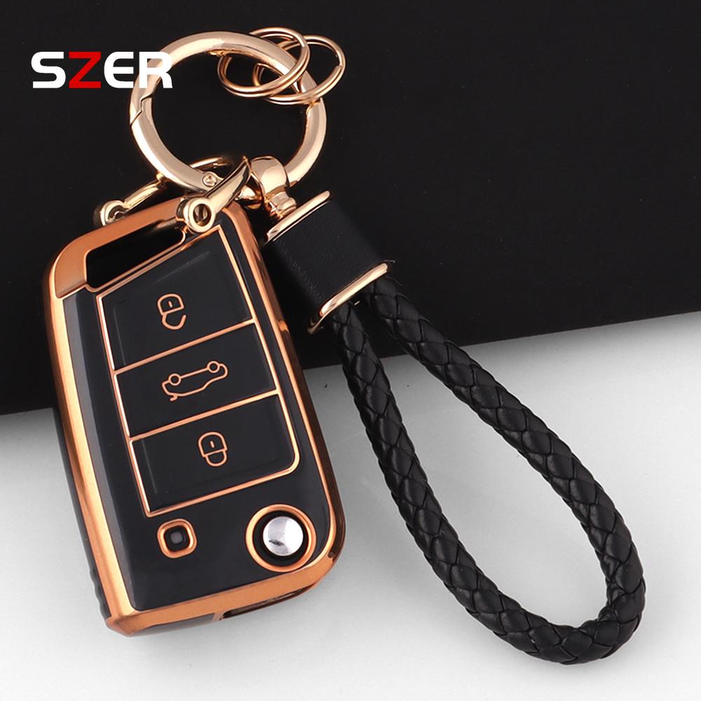 TPU Car Flip Key Case Cover Shell For VW Volkswagen Golf 7 MK7 Tiguan MK2 For Seat Ateca Leon FR Ibiza For Skoda Octavia Kodiaq