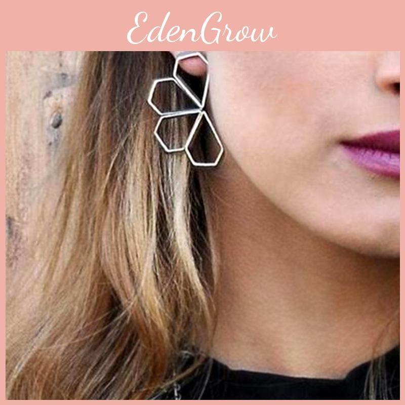 Trendy Geometric Hollow Earrings Alloy Material Fashion Jewelry Women For