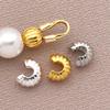 10Pcs 4Mm 18K Copper Plated Genuine Golden Thick Silvery Pattern Crescent End Buckle, Diy Jewelry Making Accessories