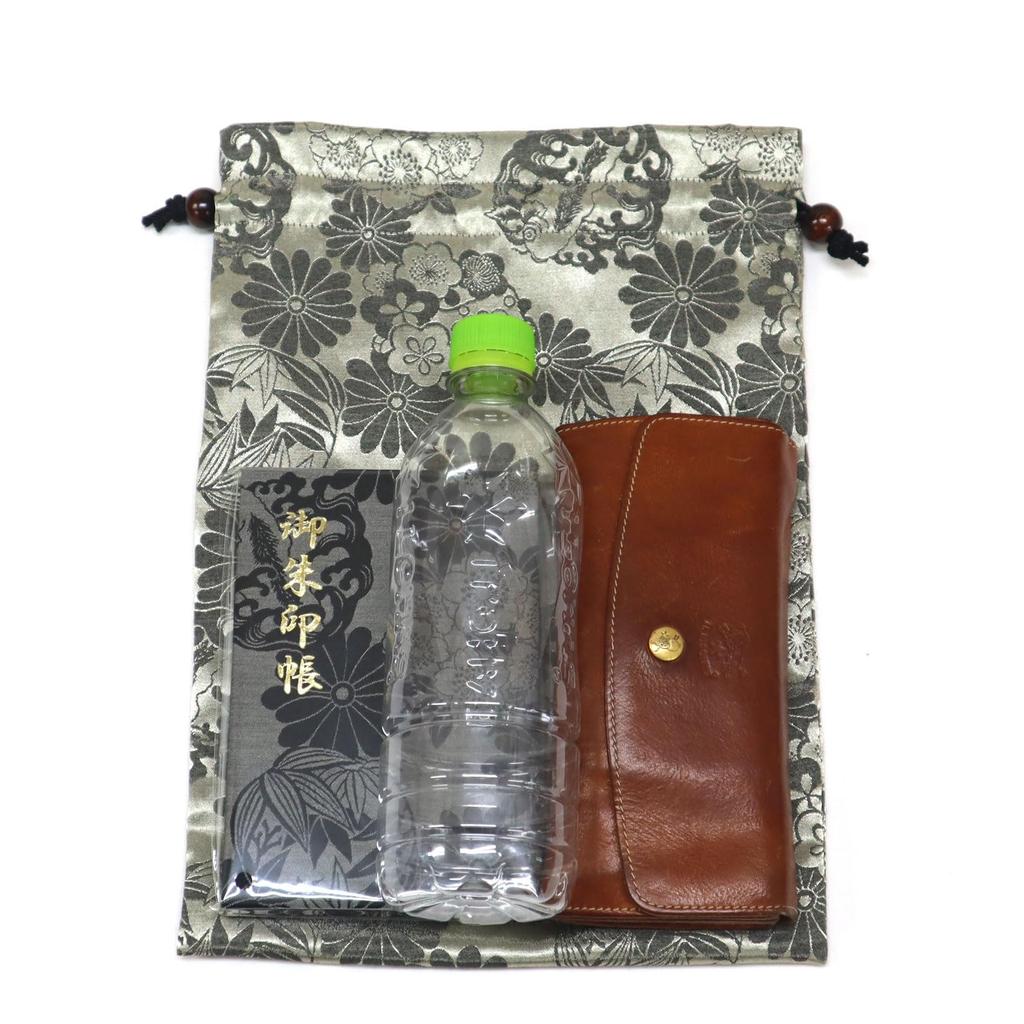 COCOLUCK Japanese Pattern Drawstring Small Item Made In for Goshuin Books and Silk Bag, Large, Organizer, Japan, Stamps, (Silver)