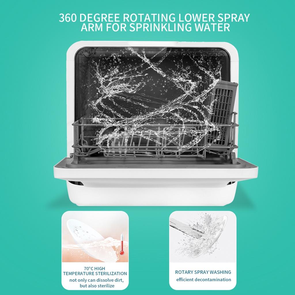 785W Automatic Countertop Dishwasher Disinfecting Cabinet  2/3 Place Setting Desktop 5 Washing Programs Dish Washer Machine UK/US Plug