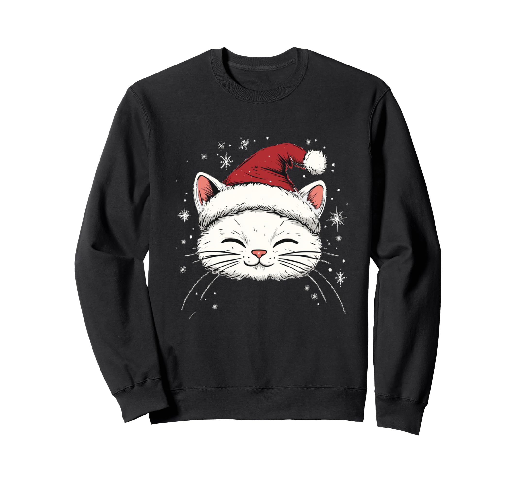 

Xmas Cat Santa Hat Women Girls Merry Christmas Sweatshirt чёрный