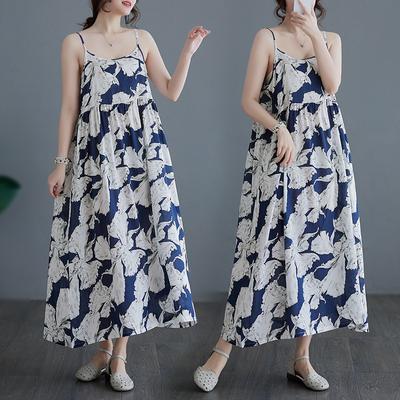 Cotton and Linen Literary and Retro Loose Mori Girl Sweet Tube Top Sleeveless A Word Suspender Dress Woman