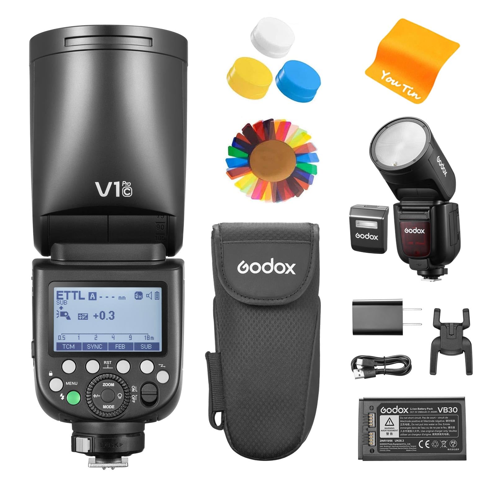 

GODOX V1 pro TTL Camera Flashlight для Godox HSS 76Ws Round Head Speedlight V1pro-C Canon, V1-C Upgrade, 2.4G 1/8000s Li-ion