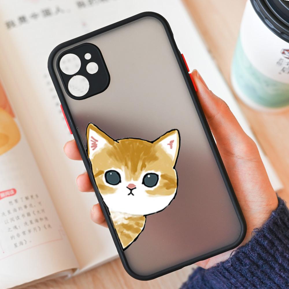 Süße Cartoon-Katze Handyhülle Für iPhone 17 16 15 11 12 14 13 Pro Max Mini X XS XR 7 8 Plus 16E Stoßfeste Harte Mattierte Hülle Fundas