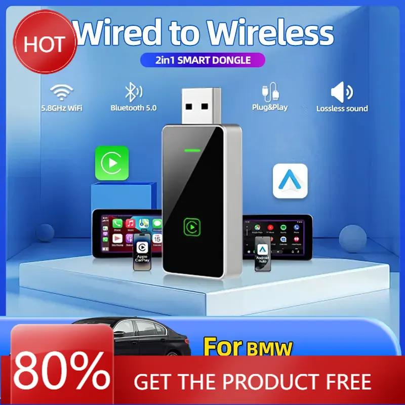 2025  Hot Carplay Wireless Adapter Android Auto 2in 1 Smart Dongle 5G WIFI For iphone Android Phone For BMW 5 Series E12 E28 E34