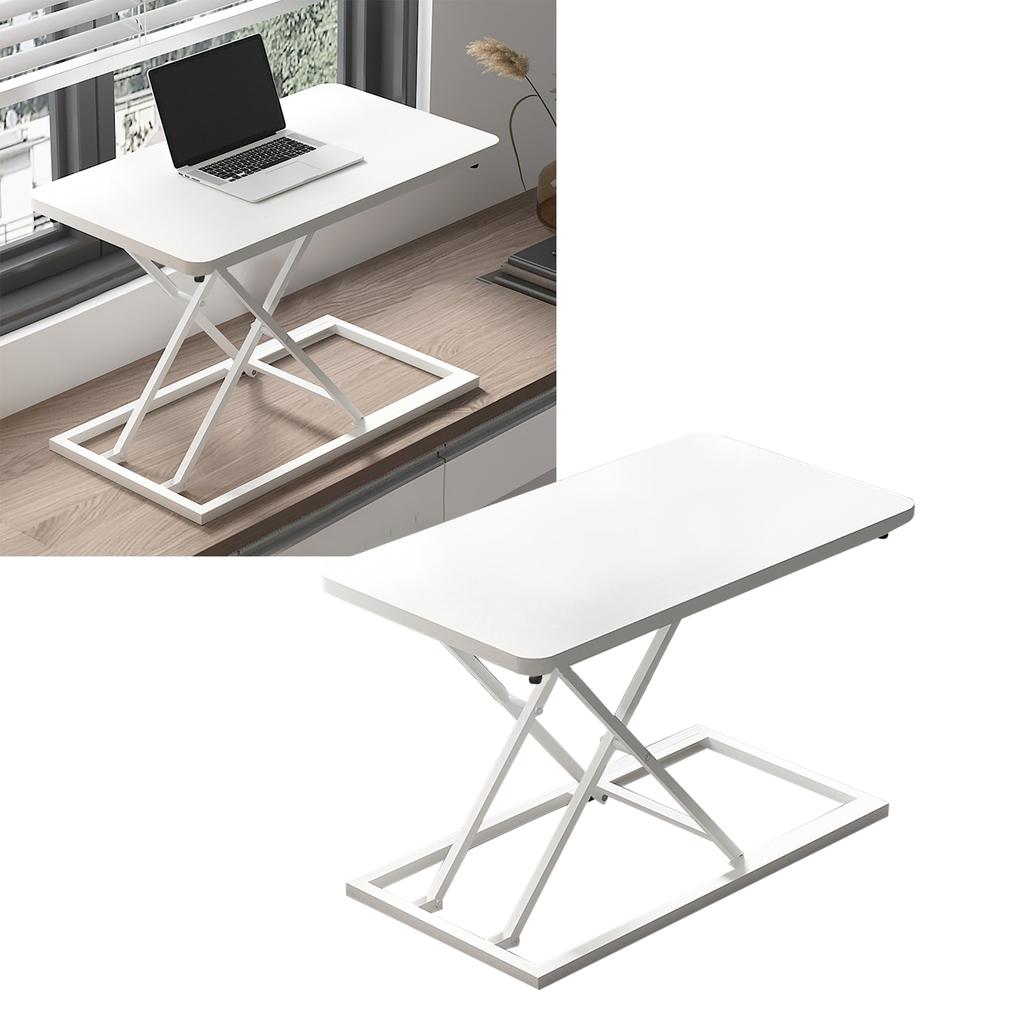 Standing Computer Lift Table 7 Gears Folding Laptop Desk Elevating Frame Mobile Working Table White