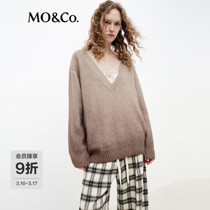 MO&Co. Women's V-Neck Loose Fit Sweater