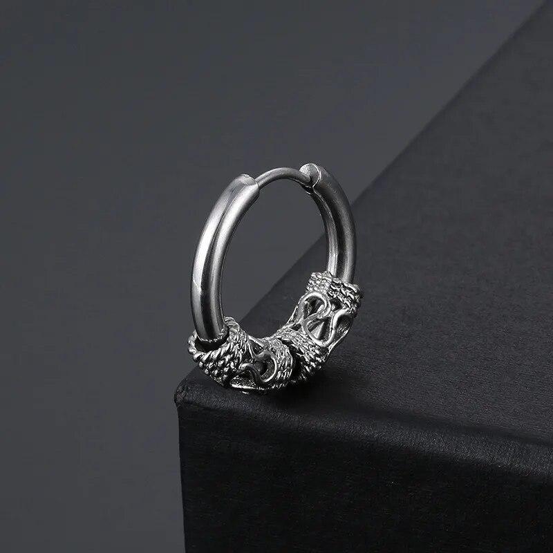 

Винтажные серьги из нержавеющей стали с узором тибетского дракона, серьги-гвоздики с геометрическим рисунком в стиле панк, ювелирные изделия для ушей, вечерние подарки для женщин и мужчин 1pcs